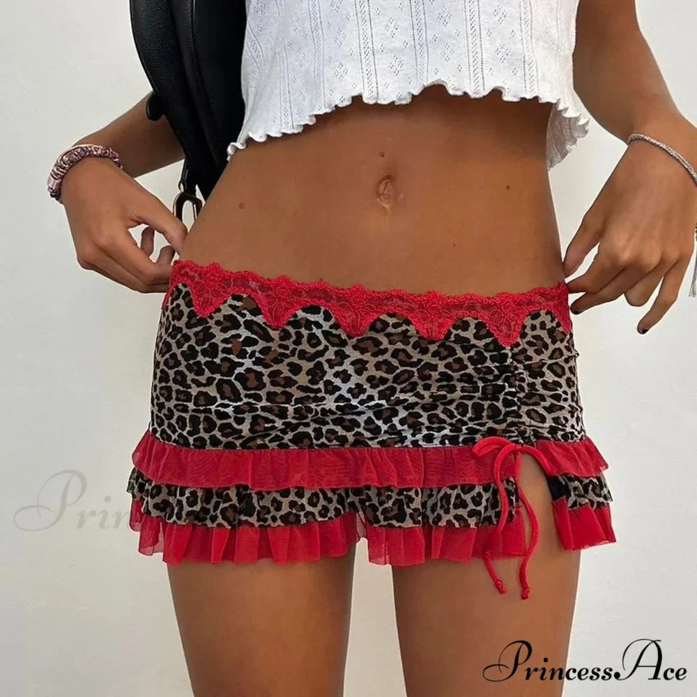 Spotted Pattern Layered Slim Skirt