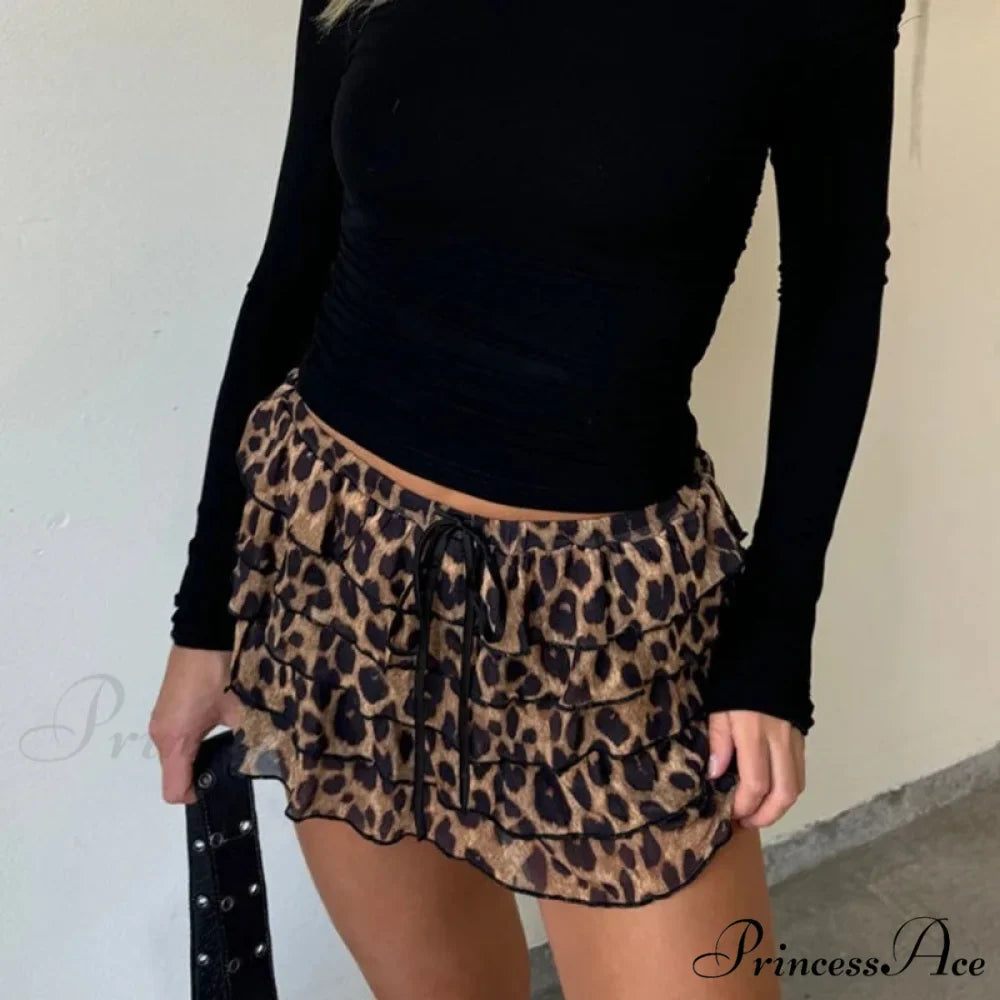 Spotted Pattern Layered Slim Skirt