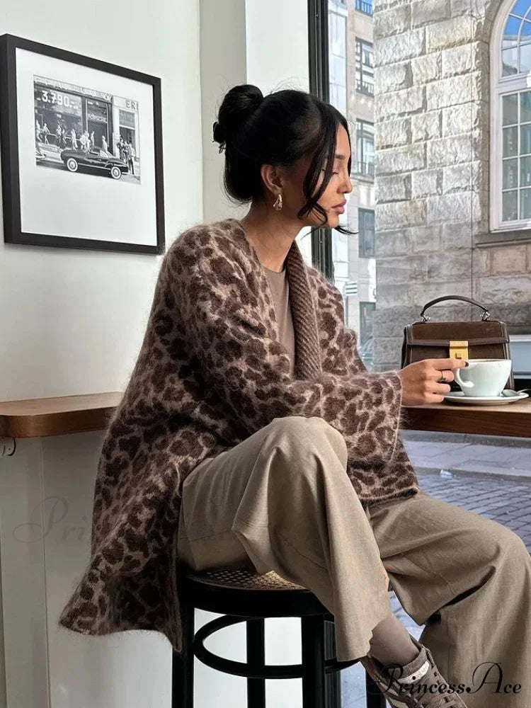 Spotted Pattern Mohair Open Cardigan