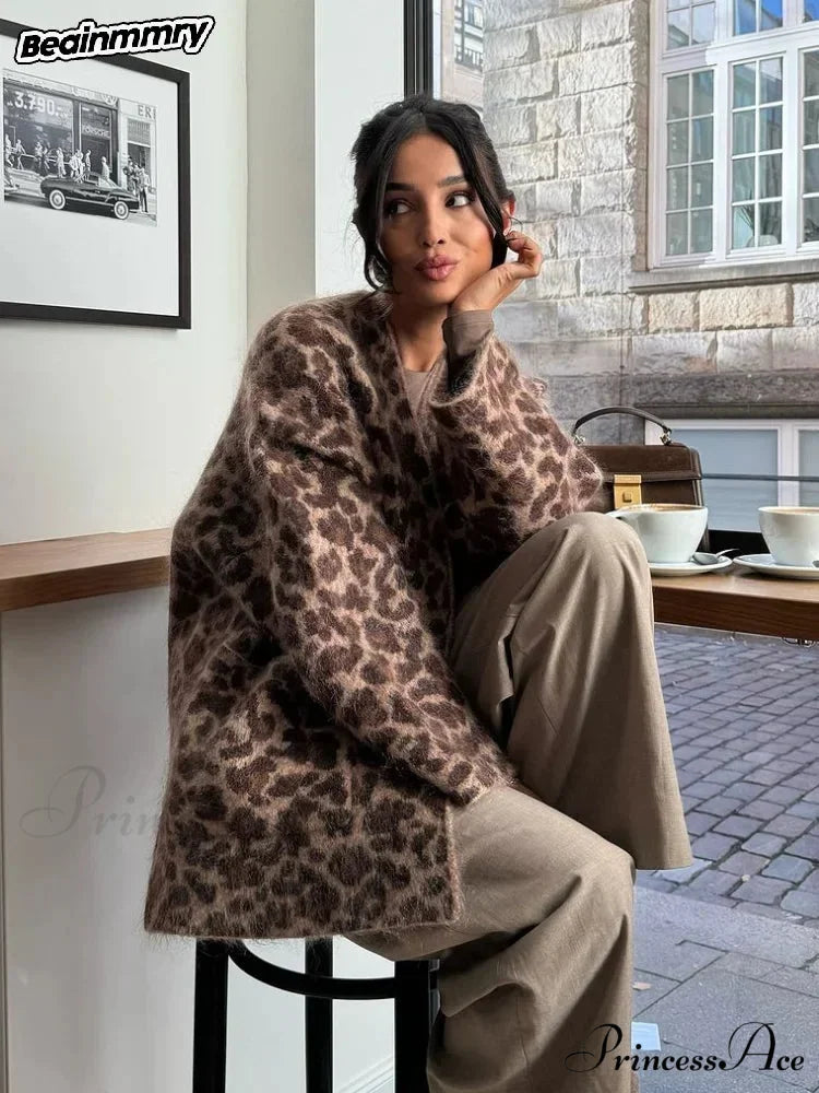 Spotted Pattern Mohair Open Cardigan