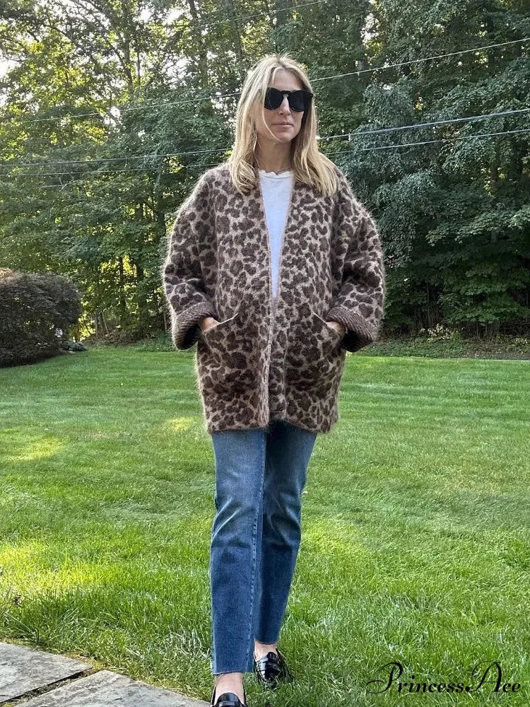 Spotted Pattern Mohair Open Cardigan