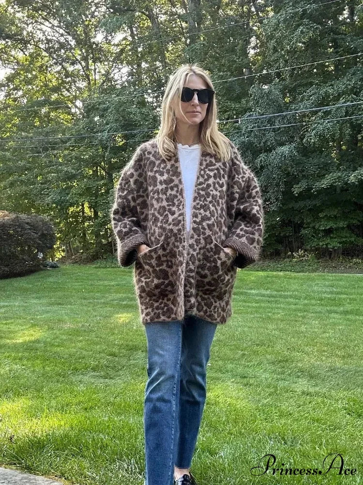 Spotted Pattern Mohair Open Cardigan