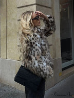 Spotted Print Fold-Over Collar Coat