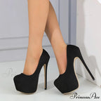 Spring-Autumn Black Platform Buckle Super-High Pole-Dance Pumps 17CM Stiletto High Heel