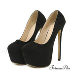 Spring-Autumn Black Platform Buckle Super-High Pole-Dance Pumps 17CM Stiletto High Heel