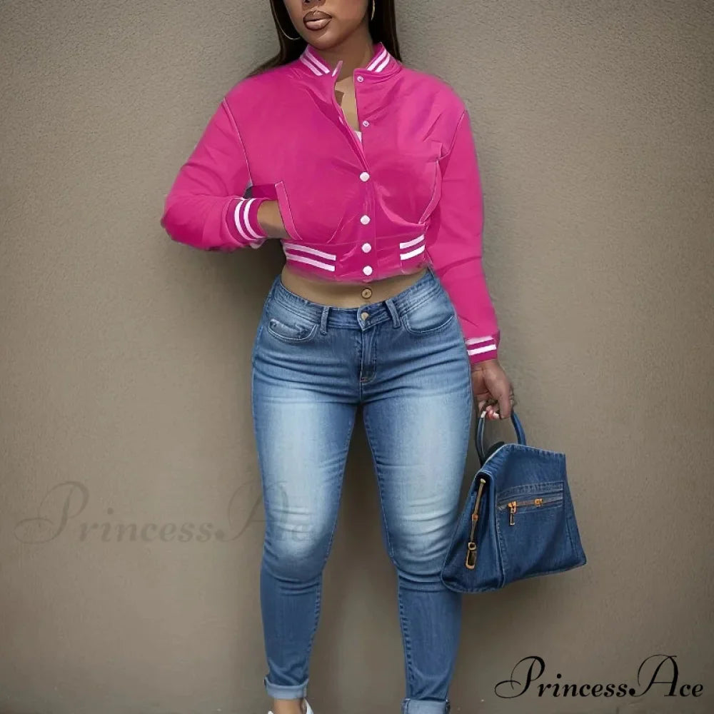 Spring Autumn European Pure Color Single-breasted Baseball Stylish Coat