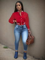 Spring Autumn European Pure Color Single-breasted Baseball Stylish Coat