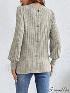 Spring Autumn Informal Crewneck Baggy Knit T-shirt
