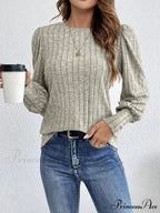 Spring Autumn Informal Crewneck Baggy Knit T-shirt