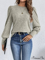 Spring Autumn Informal Crewneck Baggy Knit T-shirt