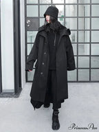 Spring Autumn Long Oversized Black Hood Dark Aesthetic Luxury Designer 2024 Stylish Coat