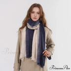 Spring Autumn Winter Thin High-end Gradient Two-tone Large Faux Cashmere Elegant Scarf