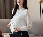 Spring Extended Sleeve Ivory Workplace Blouse