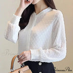 Spring Extended Sleeve Ivory Workplace Blouse