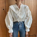 Spring Free Lantern Sleeve Classic Blouse