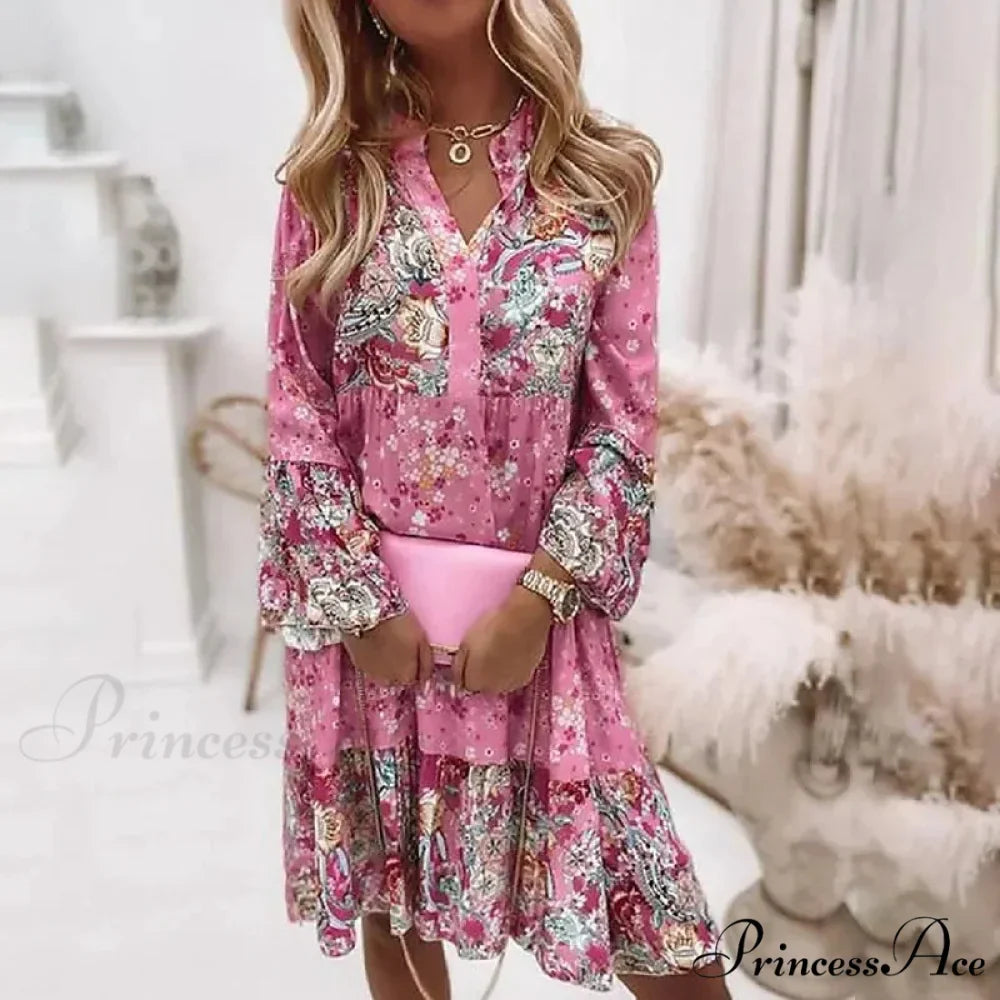 Spring Informal Flowery Medium Length Dress