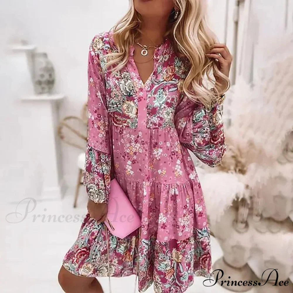 Spring Informal Flowery Medium Length Dress
