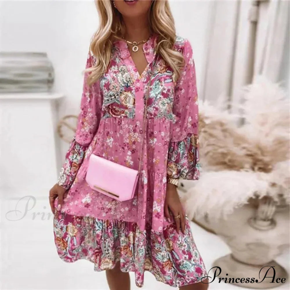 Spring Informal Flowery Medium Length Dress