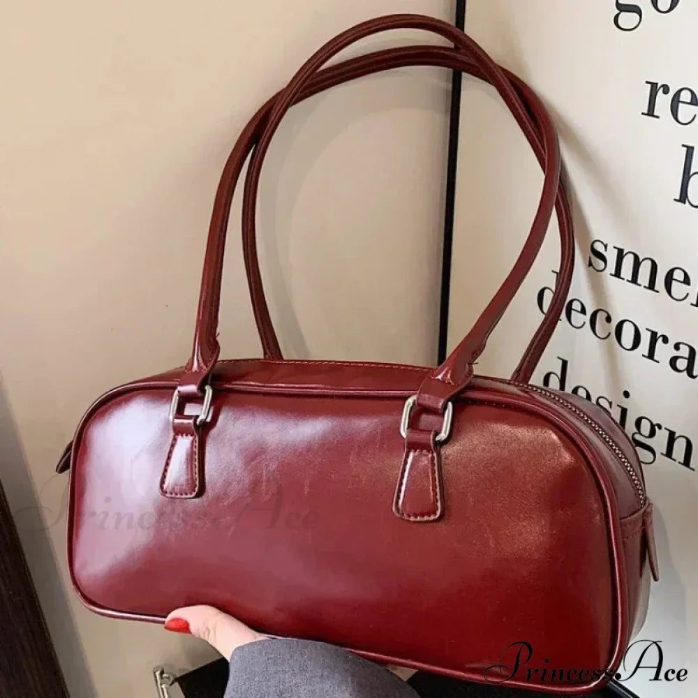 Spring Vintage Faux Leather Underarm Shoulder Bag
