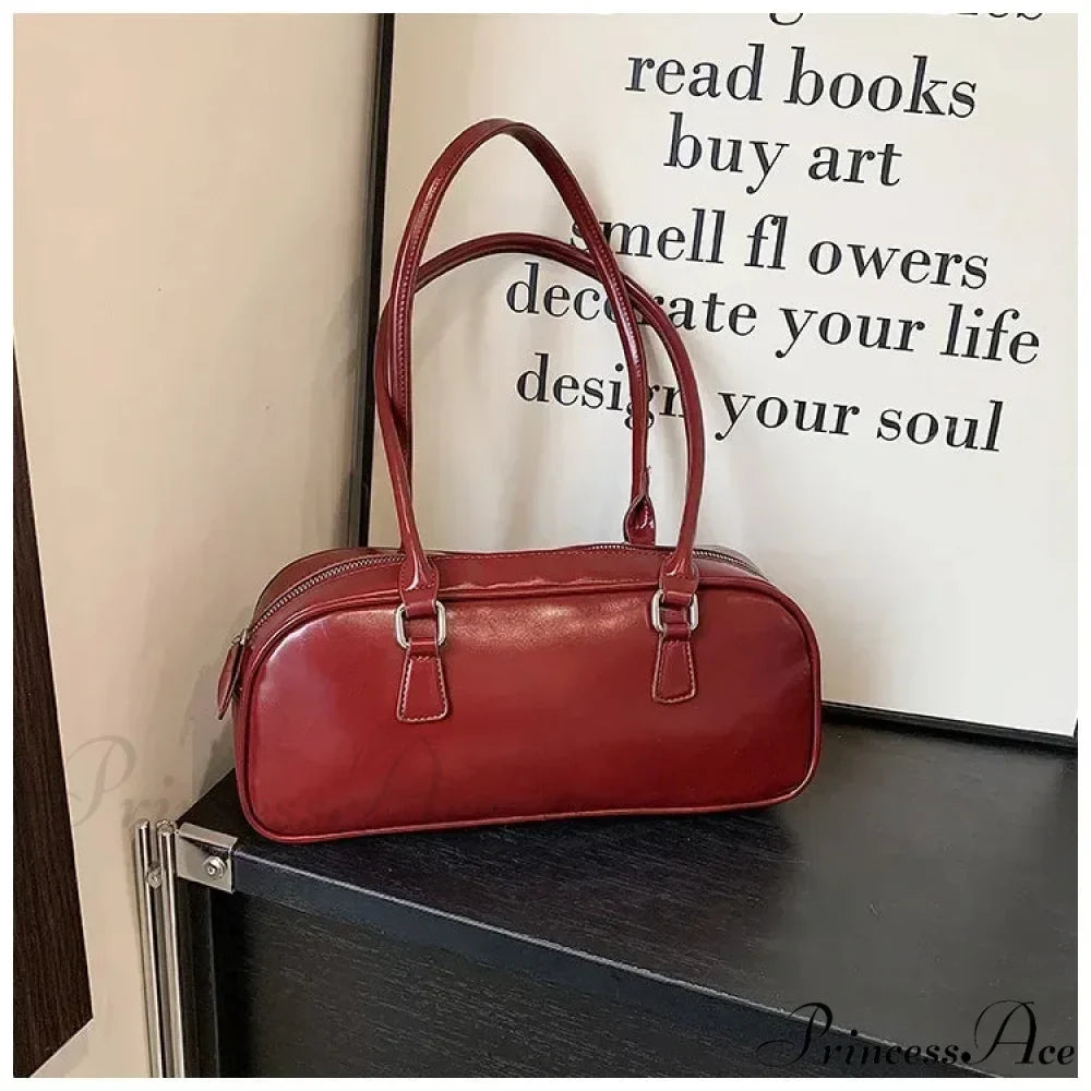 Spring Vintage Faux Leather Underarm Shoulder Bag