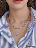 Square Pendant Layered Necklace