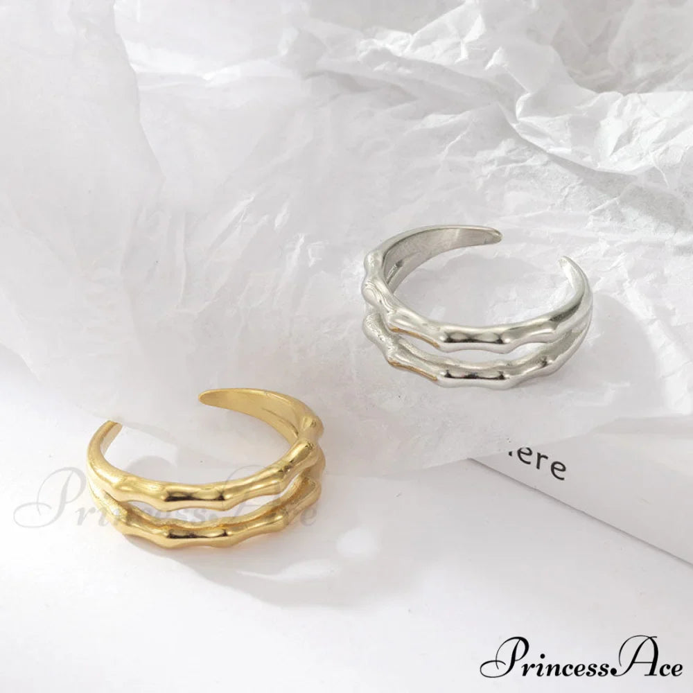 Stainless Steel Casting Double Layer Bamboo Ring