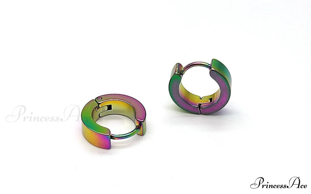 Stainless Steel Rainbow Colorful Hoop Earrings