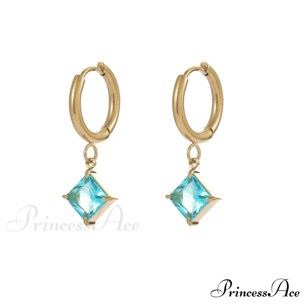 Stainless Steel Shining Diamond Drop Earrings