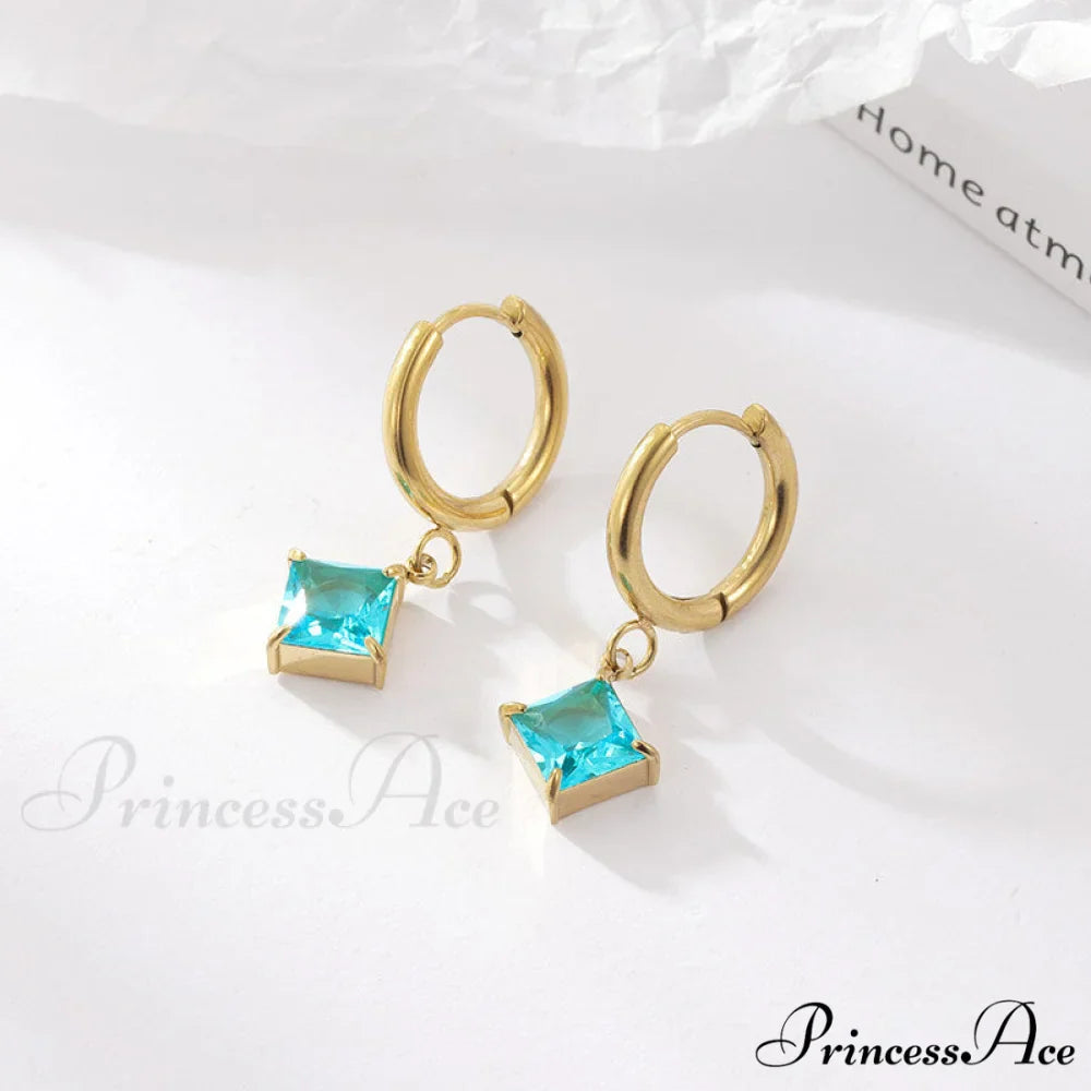 Stainless Steel Shining Diamond Drop Earrings