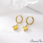 Stainless Steel Shining Diamond Drop Earrings