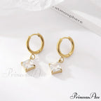 Stainless Steel Shining Diamond Drop Earrings