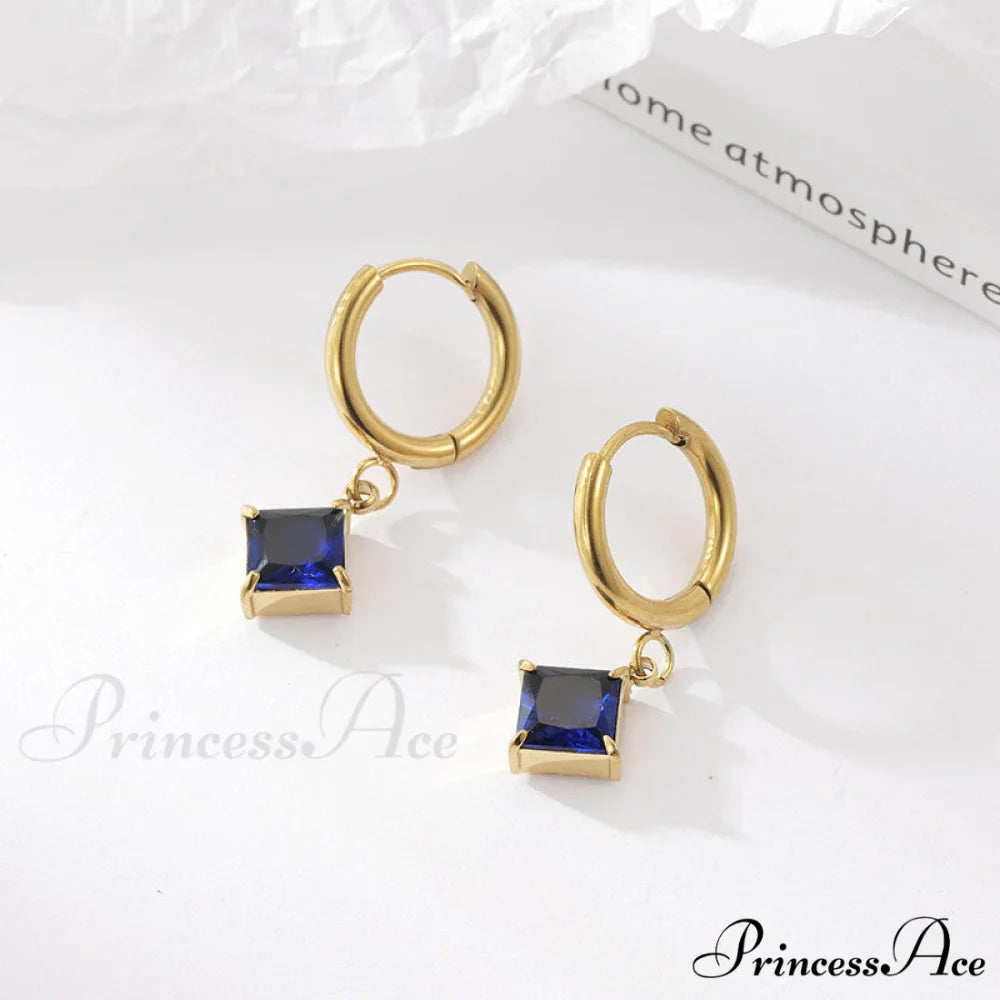 Stainless Steel Shining Diamond Drop Earrings