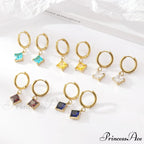 Stainless Steel Shining Diamond Drop Earrings