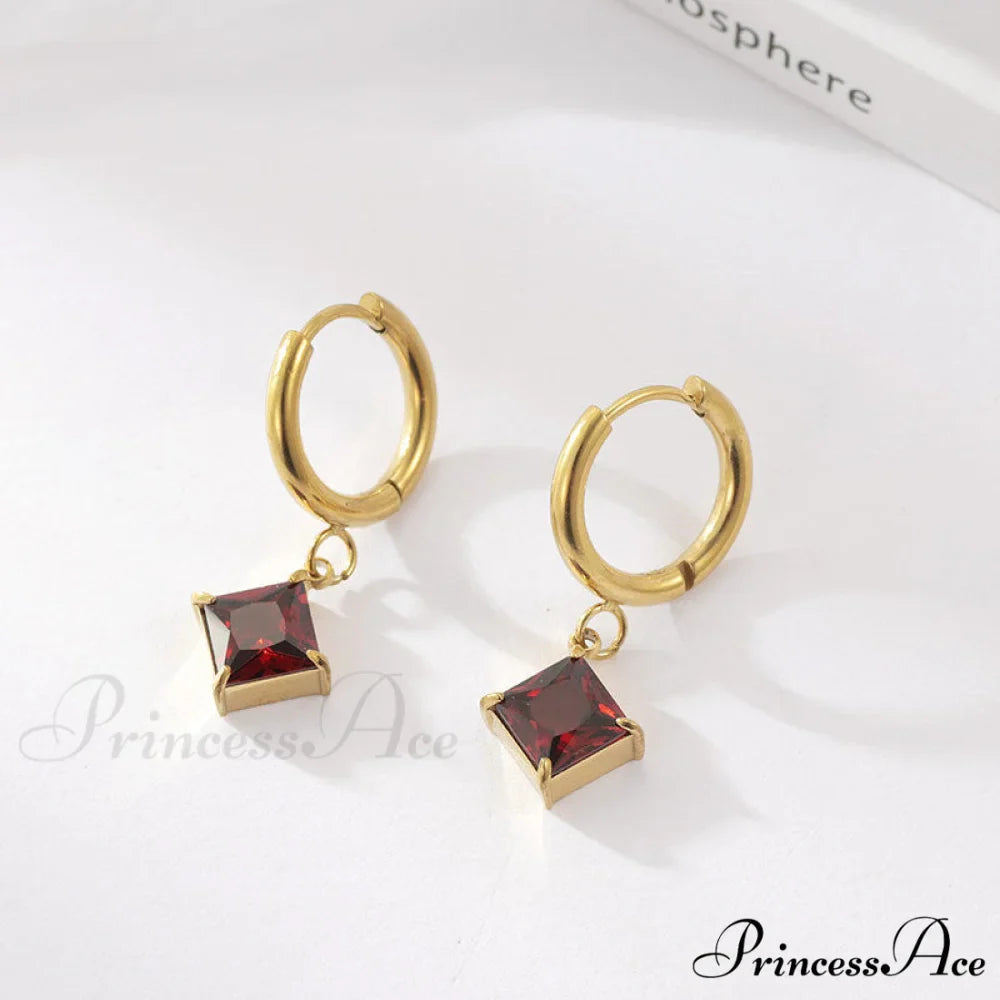 Stainless Steel Shining Diamond Drop Earrings