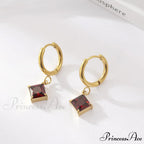 Stainless Steel Shining Diamond Drop Earrings