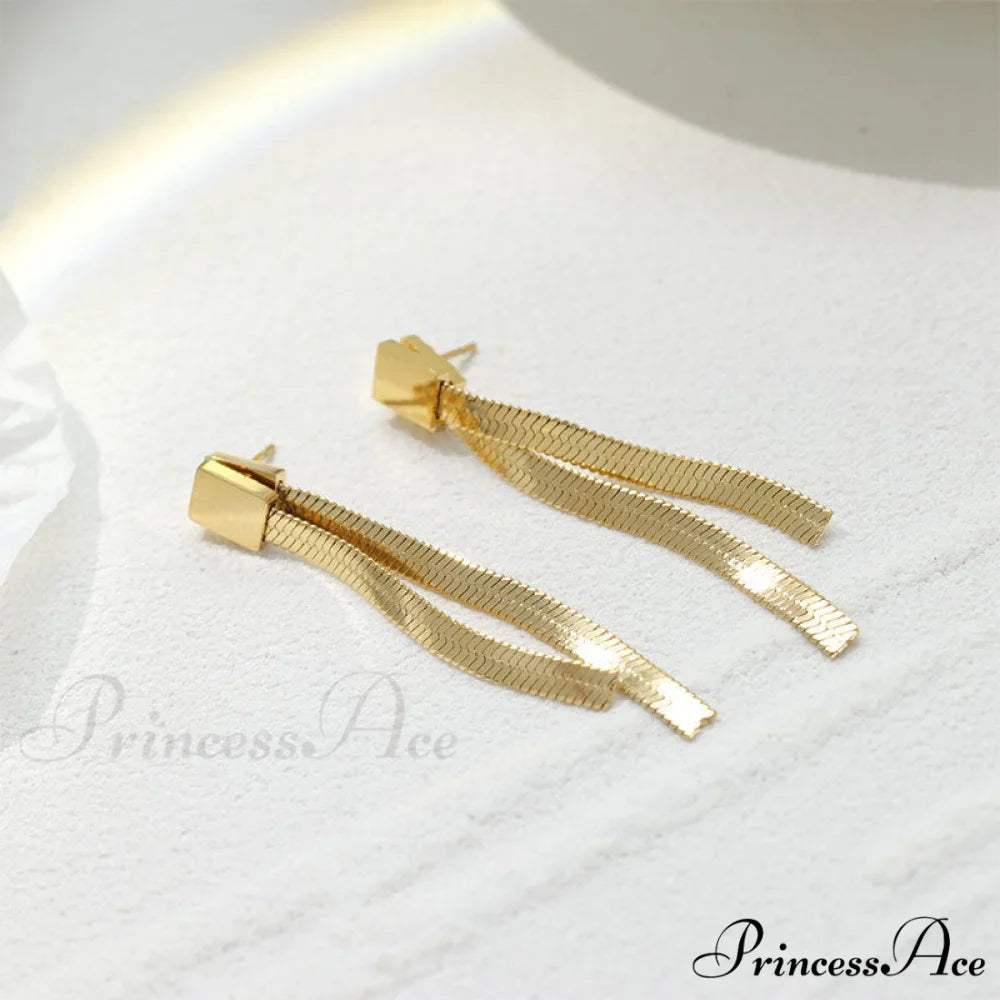 Stainless Steel Snake Chain Pendant Earrings