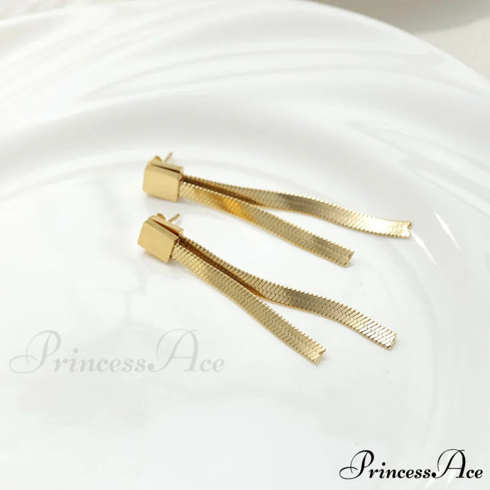 Stainless Steel Snake Chain Pendant Earrings