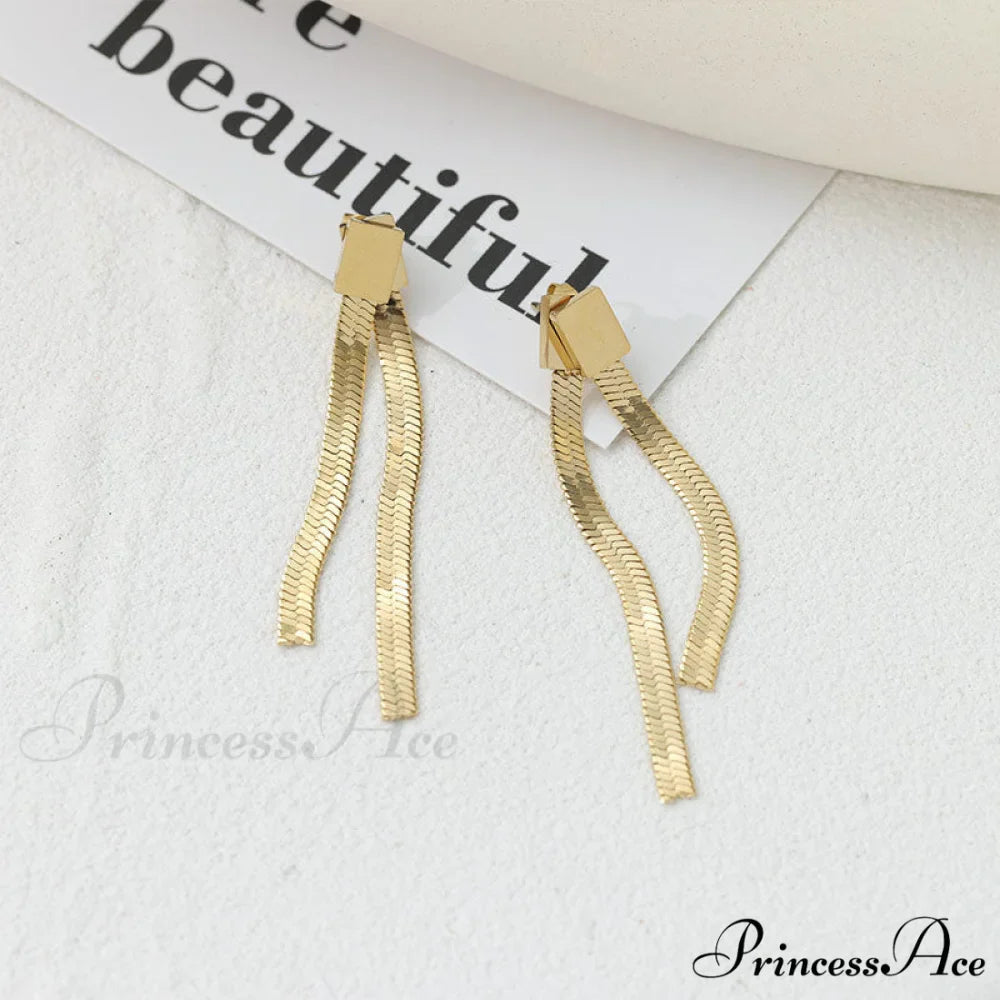 Stainless Steel Snake Chain Pendant Earrings