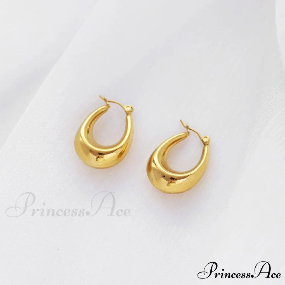 Stainless Steel U Shape Glossy Hoop Earrings