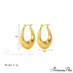 Stainless Steel U Shape Glossy Hoop Earrings