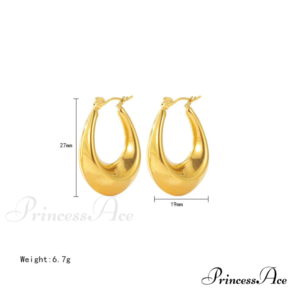 Stainless Steel U Shape Glossy Hoop Earrings