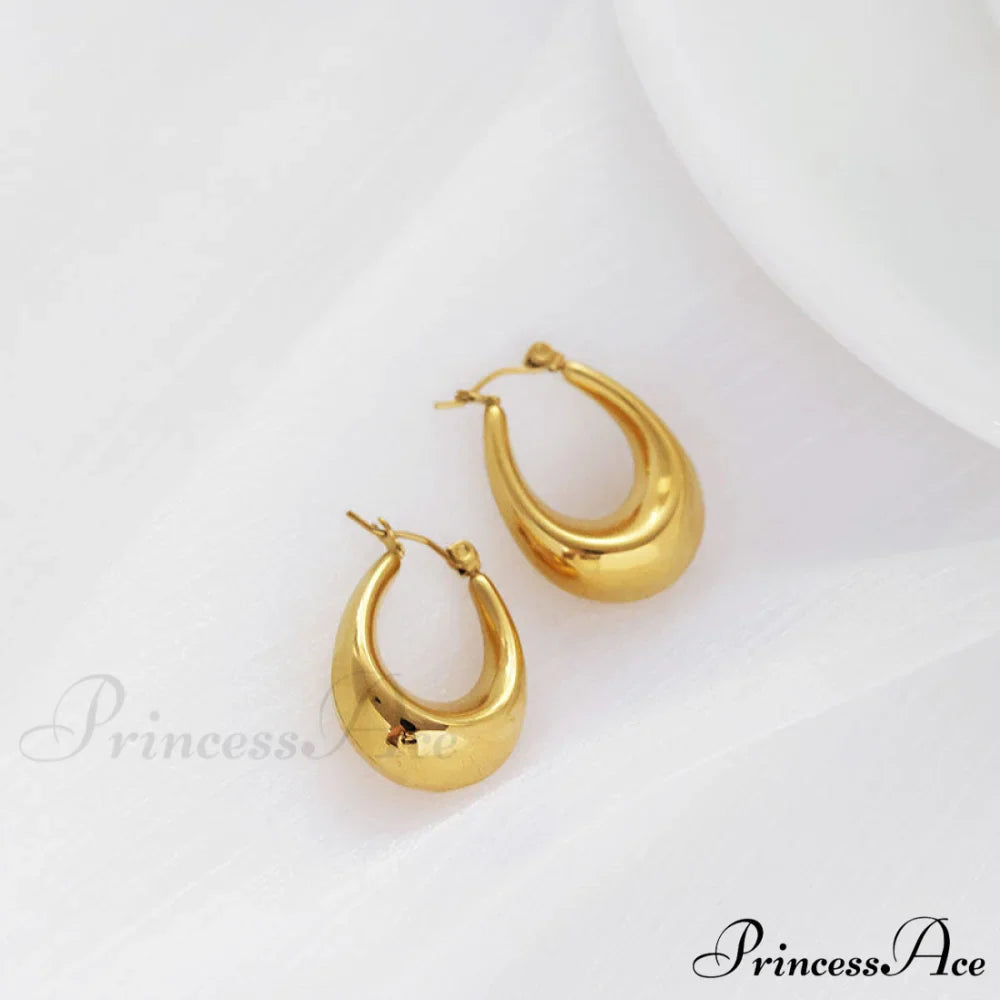 Stainless Steel U Shape Glossy Hoop Earrings