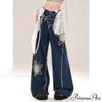 Star Loose Denim Broad Leg Trousers