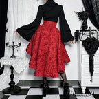 SteamWomen Gothic Irregular Shirring Pleated Party Maxi Long High Low Costumes Sexy Corset Skirt