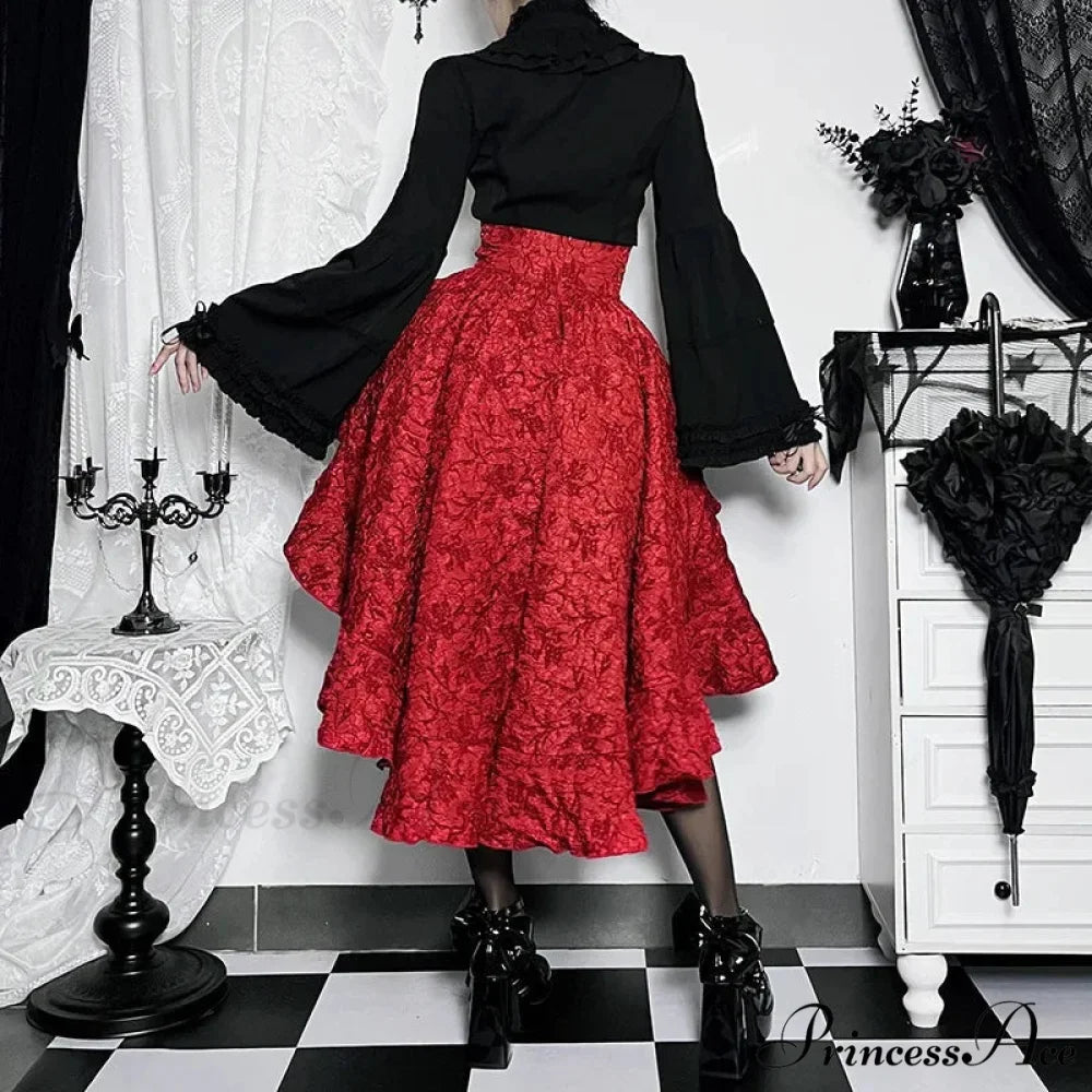 SteamWomen Gothic Irregular Shirring Pleated Party Maxi Long High Low Costumes Sexy Corset Skirt