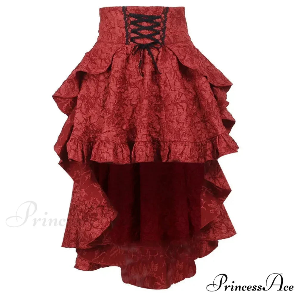 SteamWomen Gothic Irregular Shirring Pleated Party Maxi Long High Low Costumes Sexy Corset Skirt