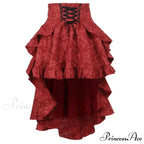 SteamWomen Gothic Irregular Shirring Pleated Party Maxi Long High Low Costumes Sexy Corset Skirt