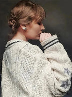 Stellar Embroidery Knit Button-up Cardigan