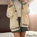 Stellar Embroidery Knit Button-up Cardigan