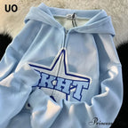 Stellar Print Vintage Zipper Hoodie